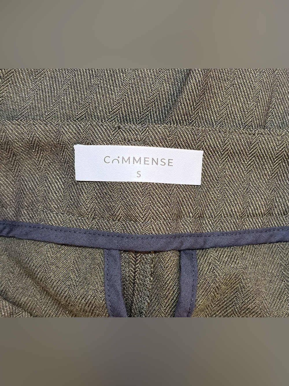 Commense High-Waisted Button-Front Wide-Leg Pants Dark Olive Green Size S Preppy - Picture 9 of 10